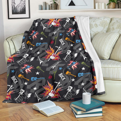 Rock and Roll Pattern Print Design A01 Premium Blanket