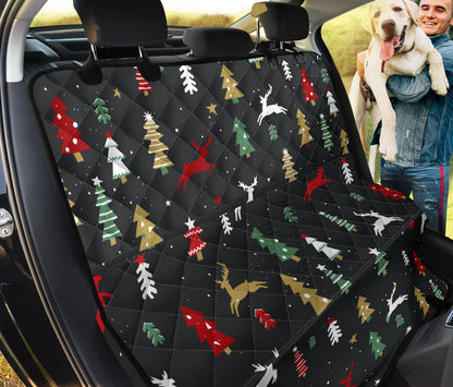 Christmas Tree Deer Style Pattern Print Design 03 Rear Dog Car Seat Cover Hammock