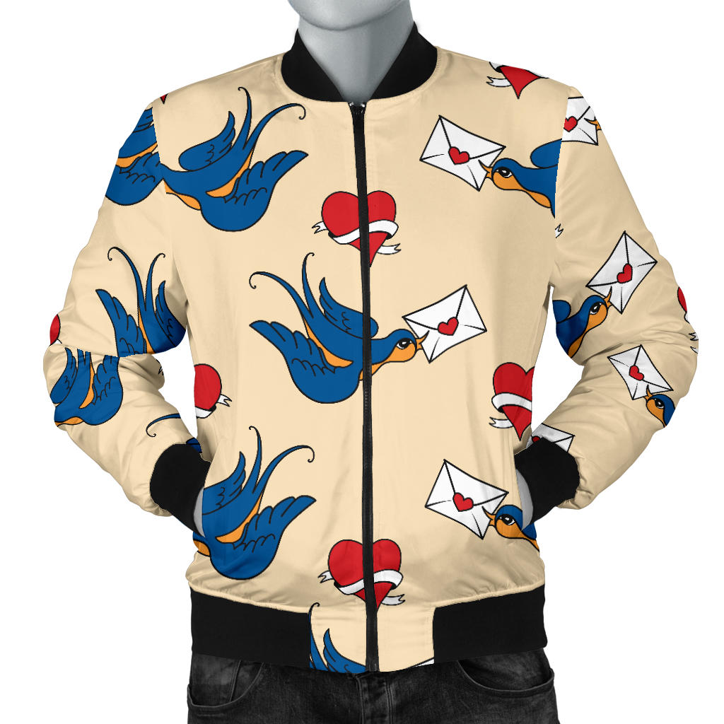 Swallow Bird Pattern Print Design 05 Men Bomber Jacket