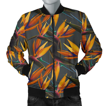 Bird Of Paradise Pattern Print Design 01 Men Bomber Jacket