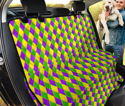 Mardi Gras Pattern Print Design 01 Rear Dog Car Seat Cover Hammock
