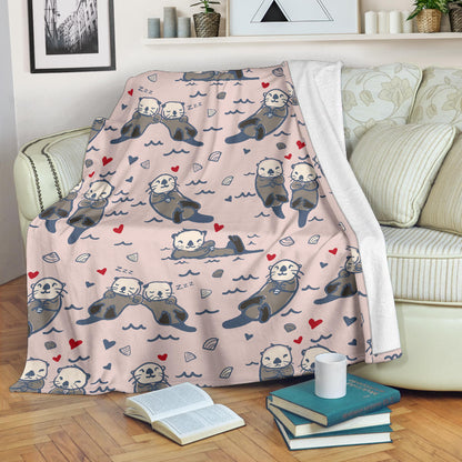 Sea Otter Pattern Print Design 02 Premium Blanket