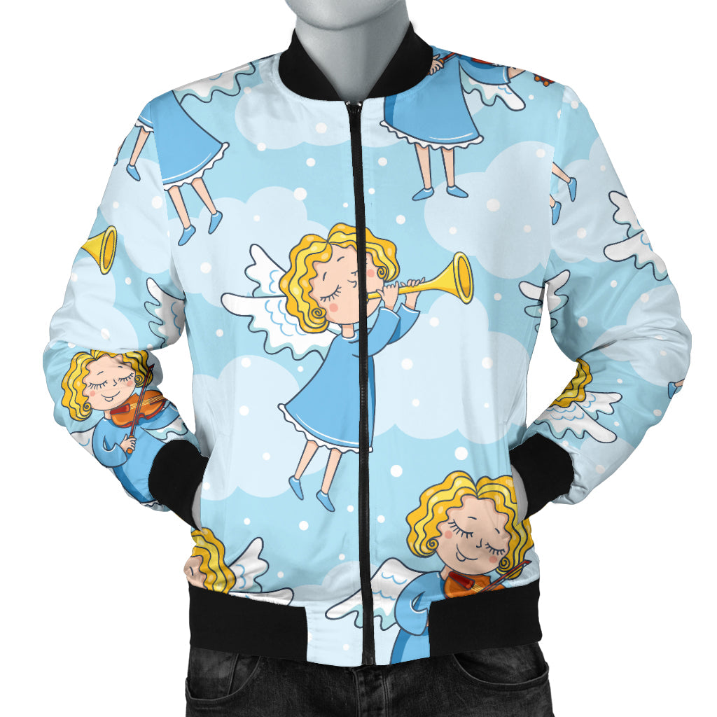 Angel Musician Pattern Print Design 09 Men Bomber Jacket