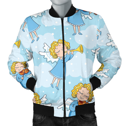Angel Musician Pattern Print Design 09 Men Bomber Jacket