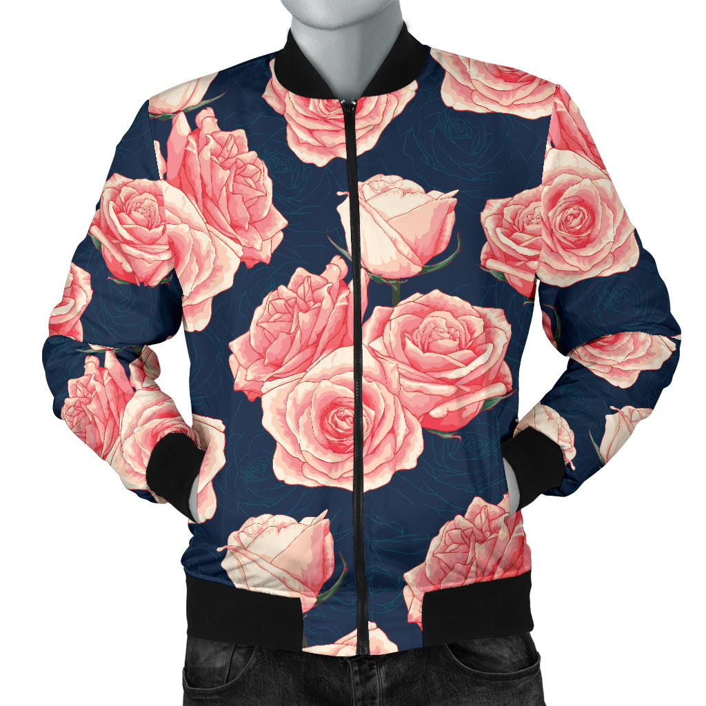 Rose Pattern Print Design A03 Men Bomber Jacket