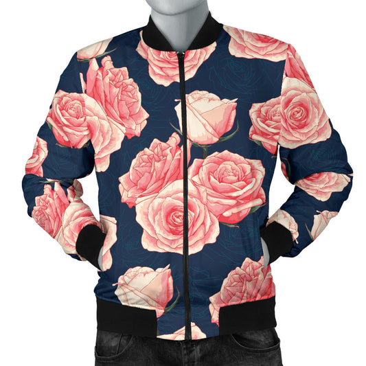 Rose Pattern Print Design A03 Men Bomber Jacket