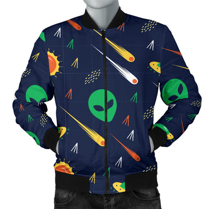 Alien UFO Pattern Print Design 05 Men Bomber Jacket