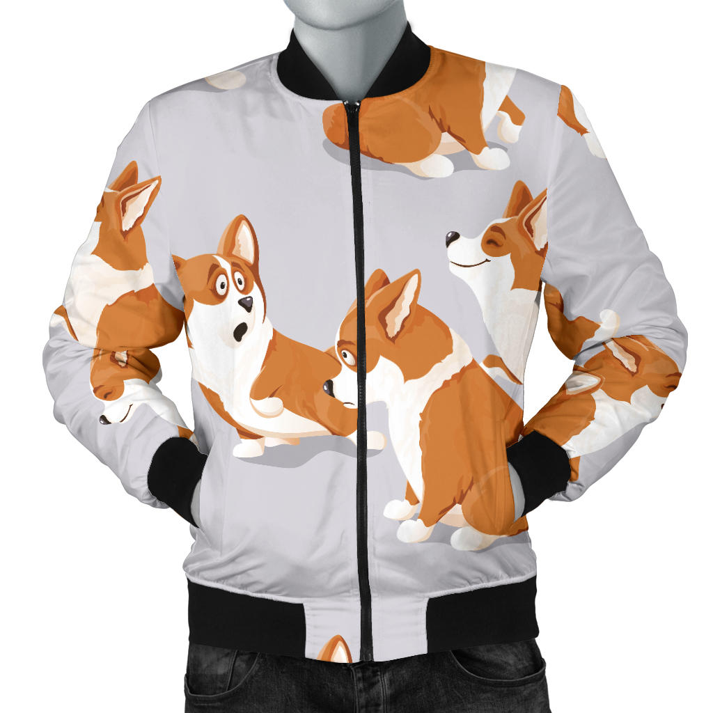 Pembroke Welsh Corgis Pattern Print Design A04 Men Bomber Jacket