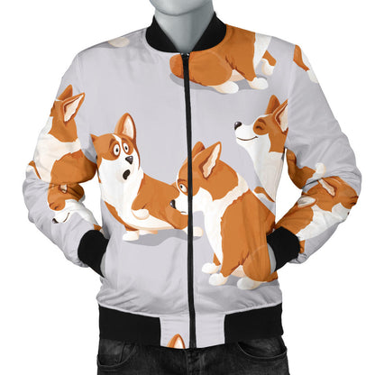 Pembroke Welsh Corgis Pattern Print Design A04 Men Bomber Jacket
