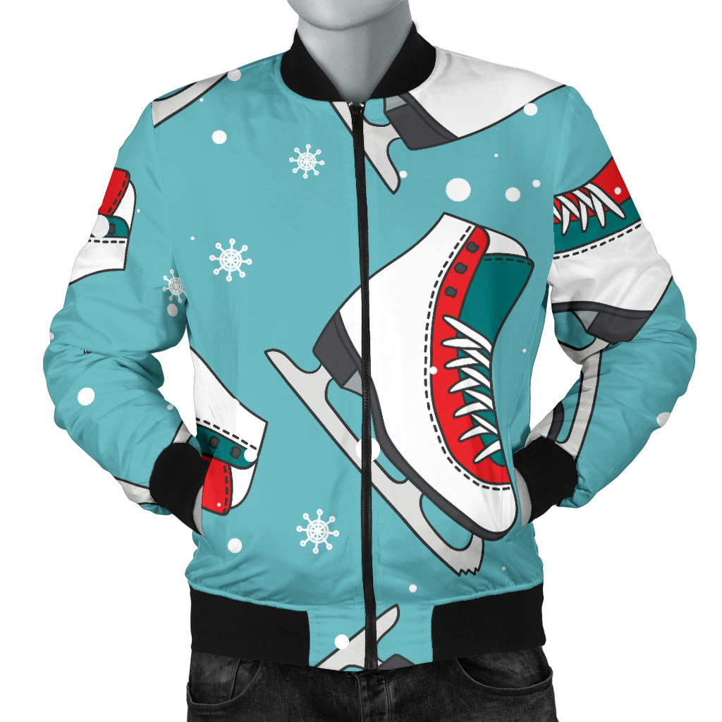 Ice Skate Pattern Print Design 03 Men Bomber Jacket