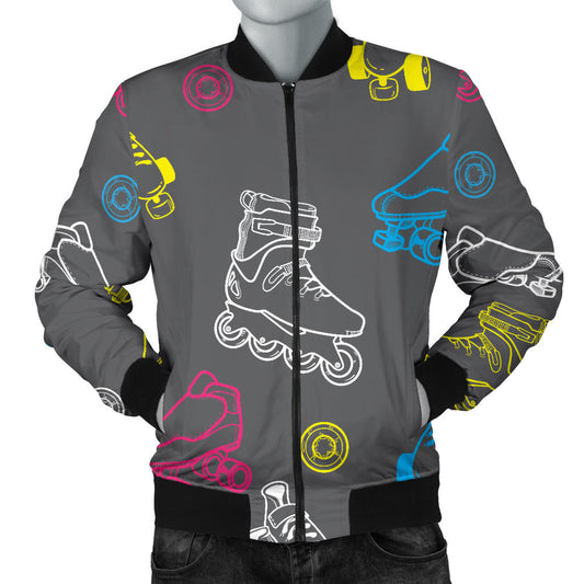 Roller skate Pattern Print Design A02 Men Bomber Jacket