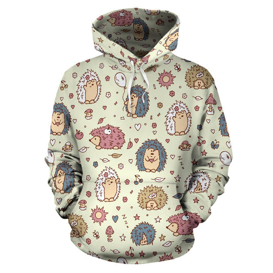 Hedgehog Cute Pattern Print Design 01 Pullover Hoodie