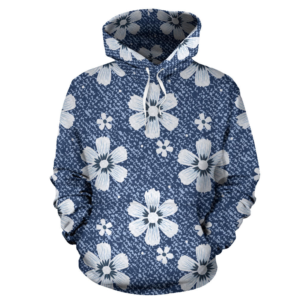 Jean Flower Pattern Print Design 03 Pullover Hoodie