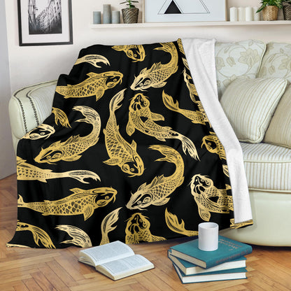 KOI Fish Pattern Print Design 03 Premium Blanket