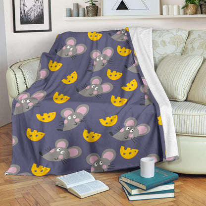 Rat With Cheese Pattern Print Design 01 Premium Blanket