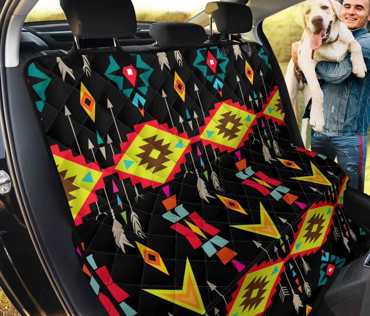 Native Pattern Print Design A05 Rear Dog Car Seat Cover Hammock