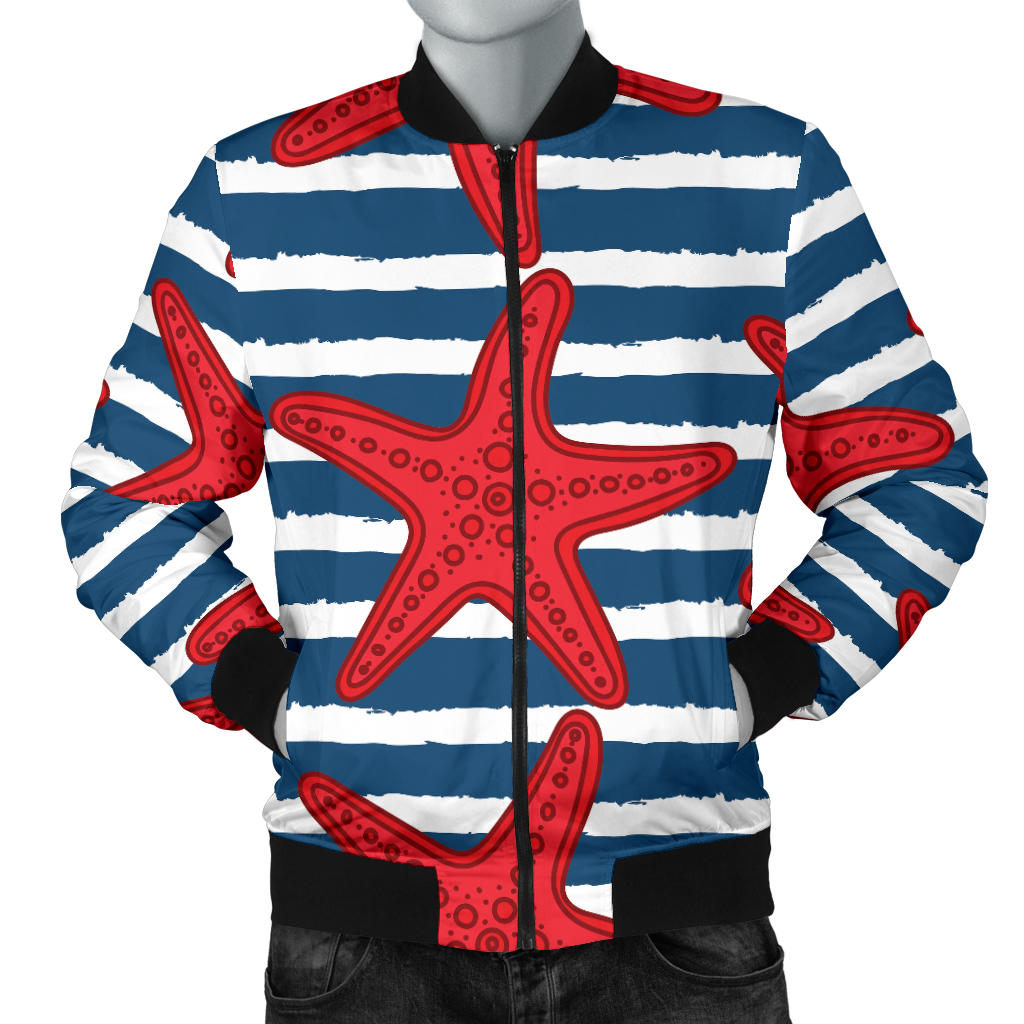 Starfish Red Pattern Print Design 02 Men Bomber Jacket