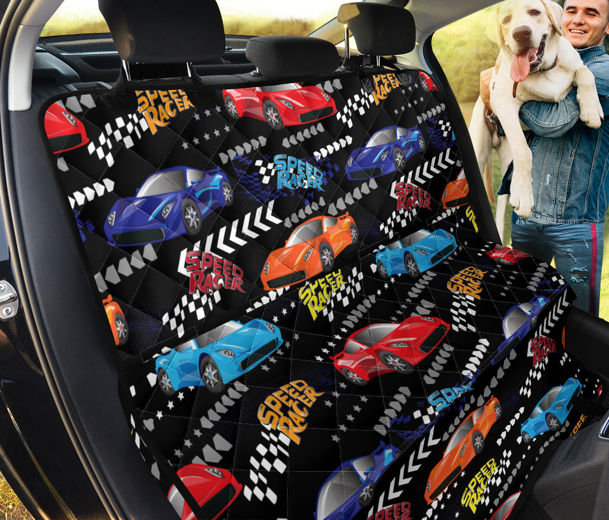 Racing Pattern Print Design A05 Rear Dog Car Seat Cover Hammock