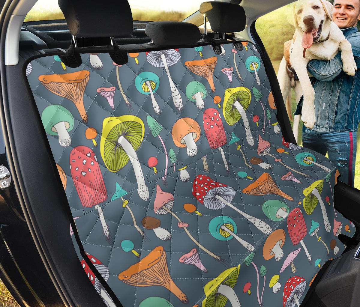 Mushroom Pattern Print Design A03 Rear Dog Car Seat Cover Hammock