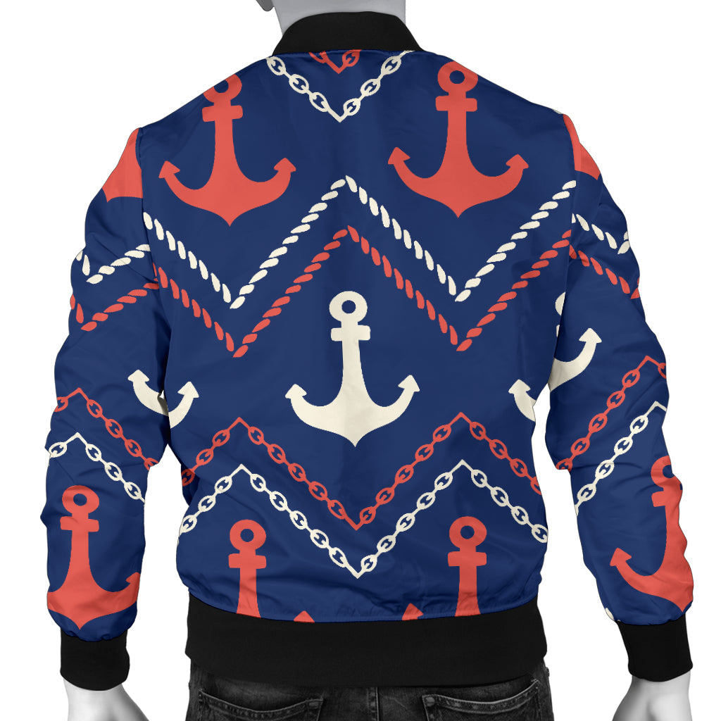 Anchor Pattern Print Design 07 Men Bomber Jacket