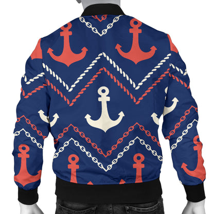 Anchor Pattern Print Design 07 Men Bomber Jacket