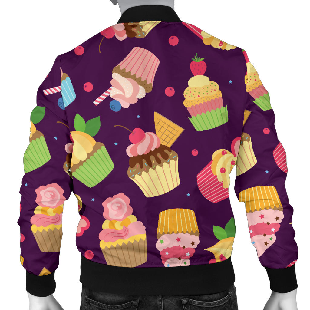 Cupcake Pattern Print Design 05 Men Bomber Jacket