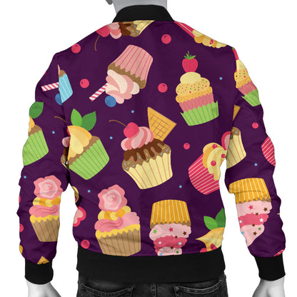 Cupcake Pattern Print Design 05 Men Bomber Jacket