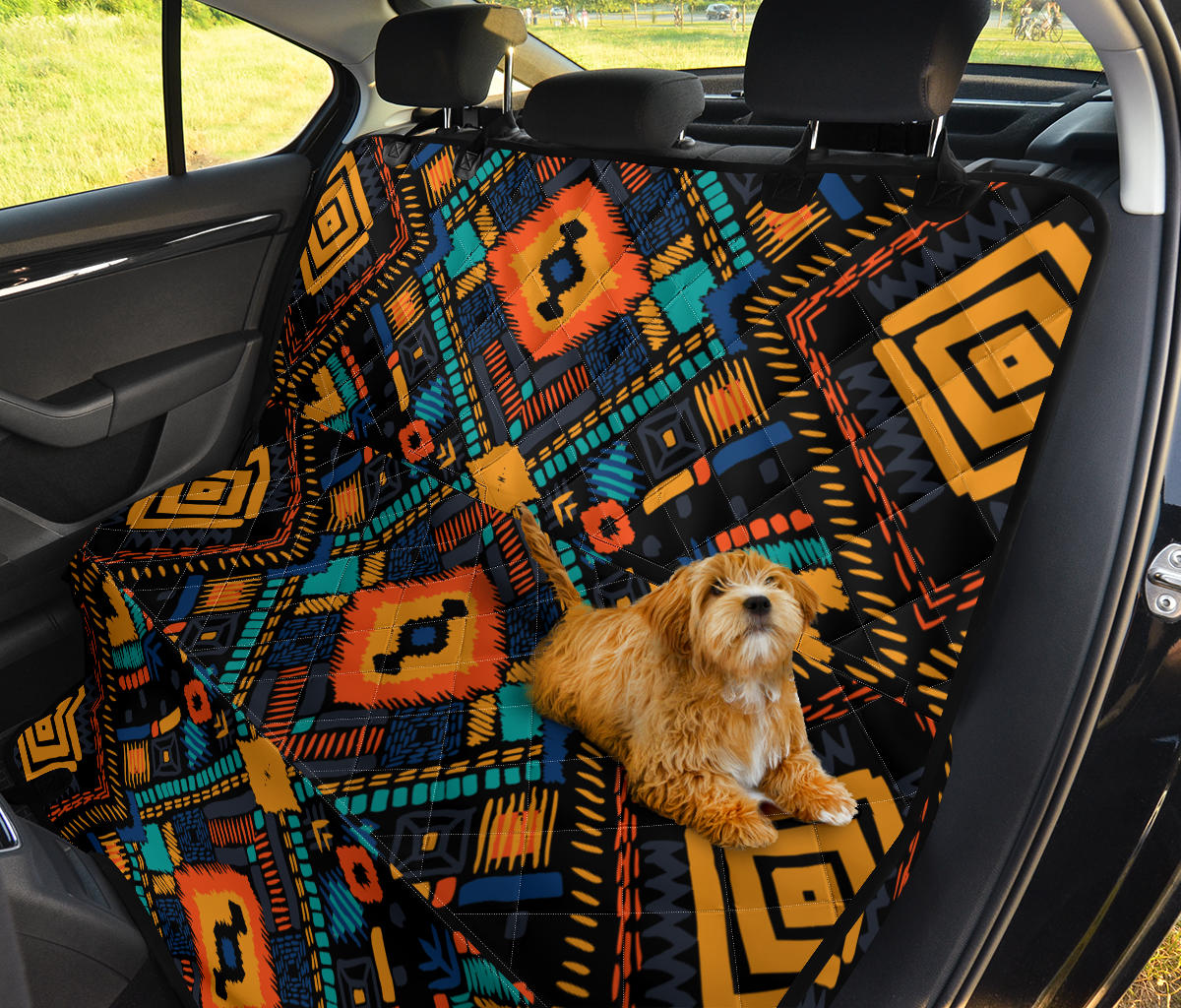 Kente Pattern Print Design 04 Rear Dog Car Seat Cover Hammock
