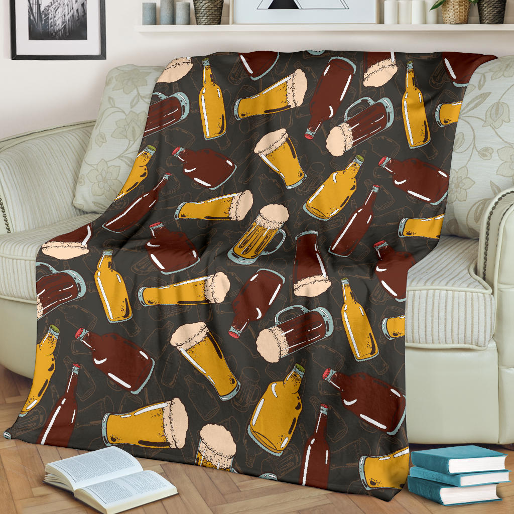 Beer Pattern Print Design 03 Premium Blanket