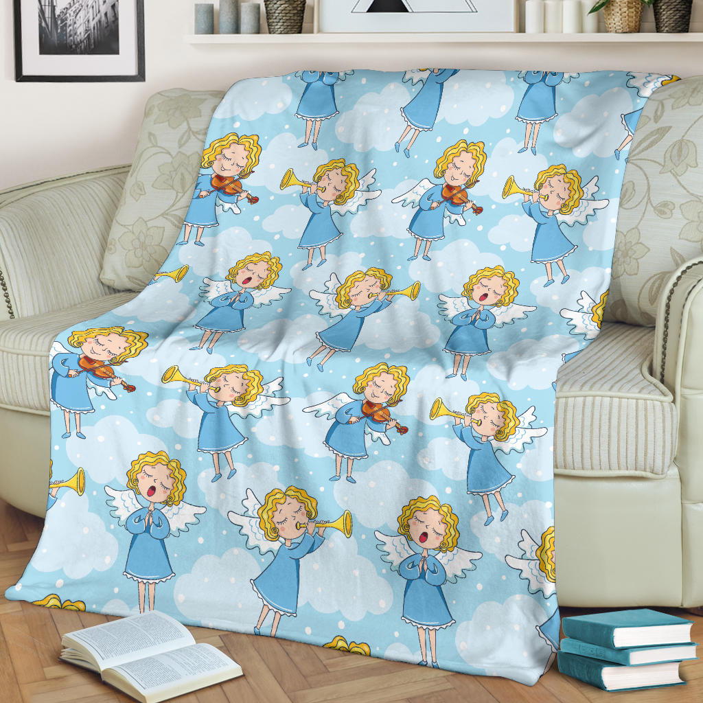 Angel Musician Pattern Print Design 09 Premium Blanket