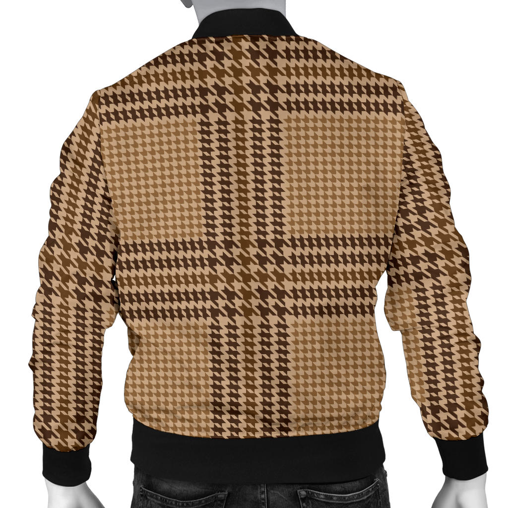 Houndstooth Brown Pattern Print Design 04 Men Bomber Jacket