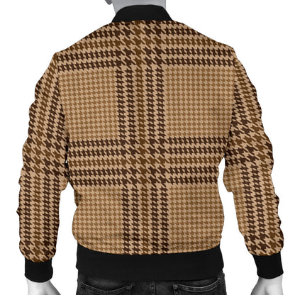 Houndstooth Brown Pattern Print Design 04 Men Bomber Jacket
