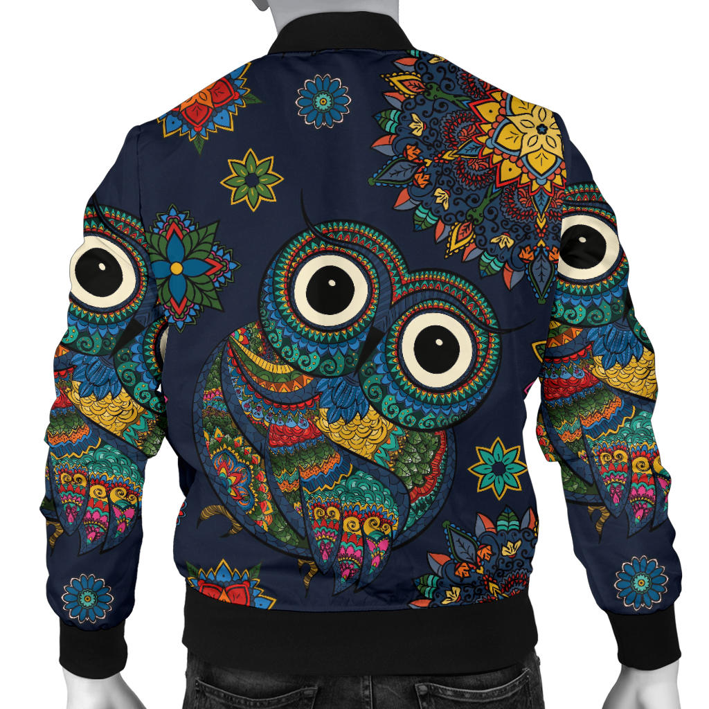 Owl Boho Style Pattern Print Design A04 Men Bomber Jacket