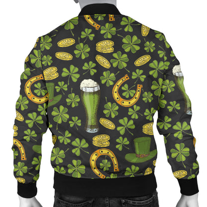 Clover St Patricks Pattern Print Design 03 Men Bomber Jacket