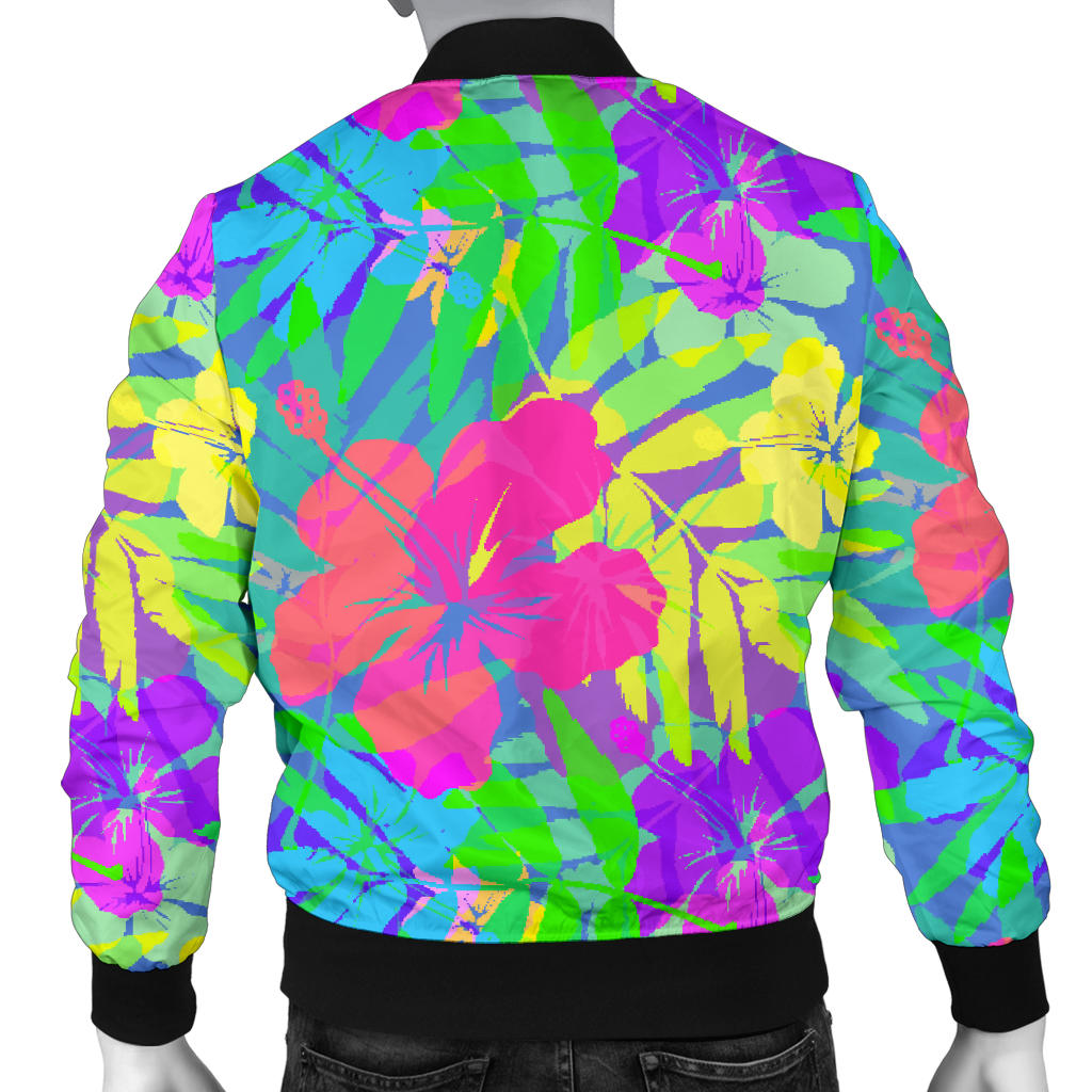 Neon Tropical Pattern Print Design A03 Men Bomber Jacket