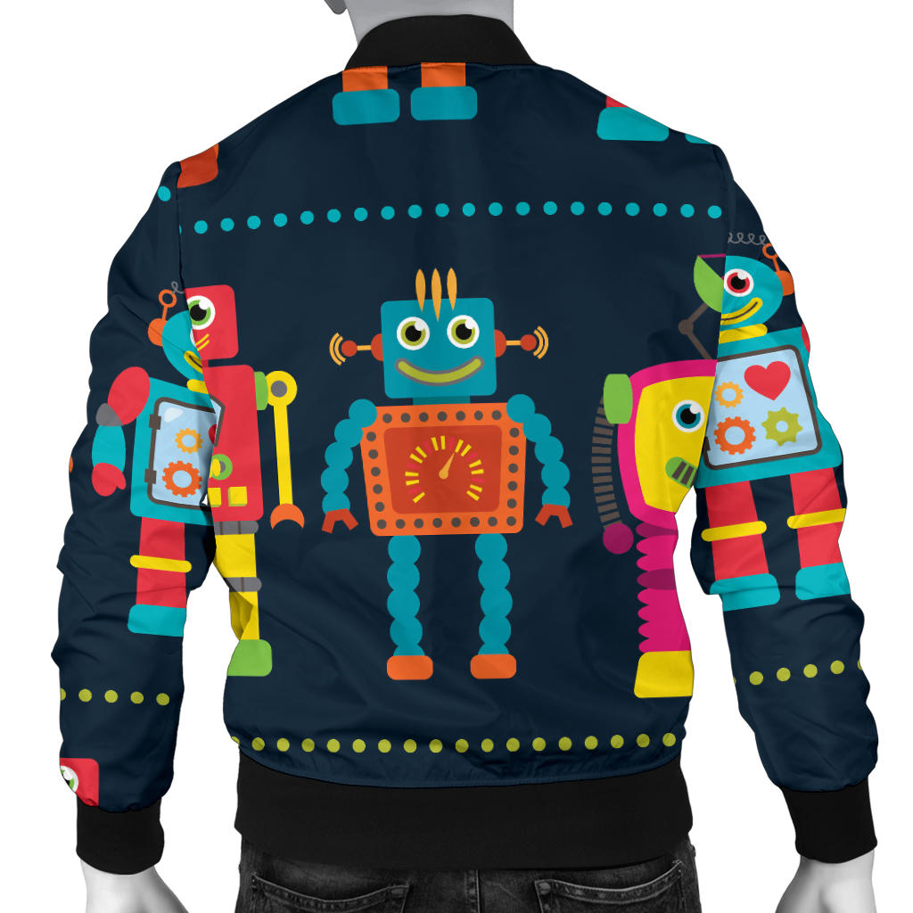 Robot Pattern Print Design A01 Men Bomber Jacket