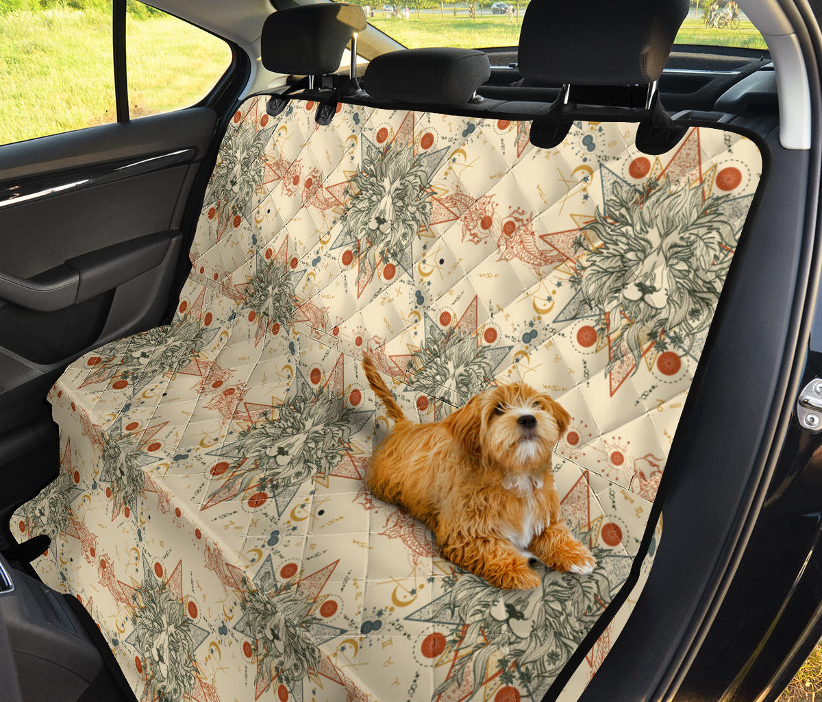Leo Pattern Print Design 02 Rear Dog Car Seat Cover Hammock