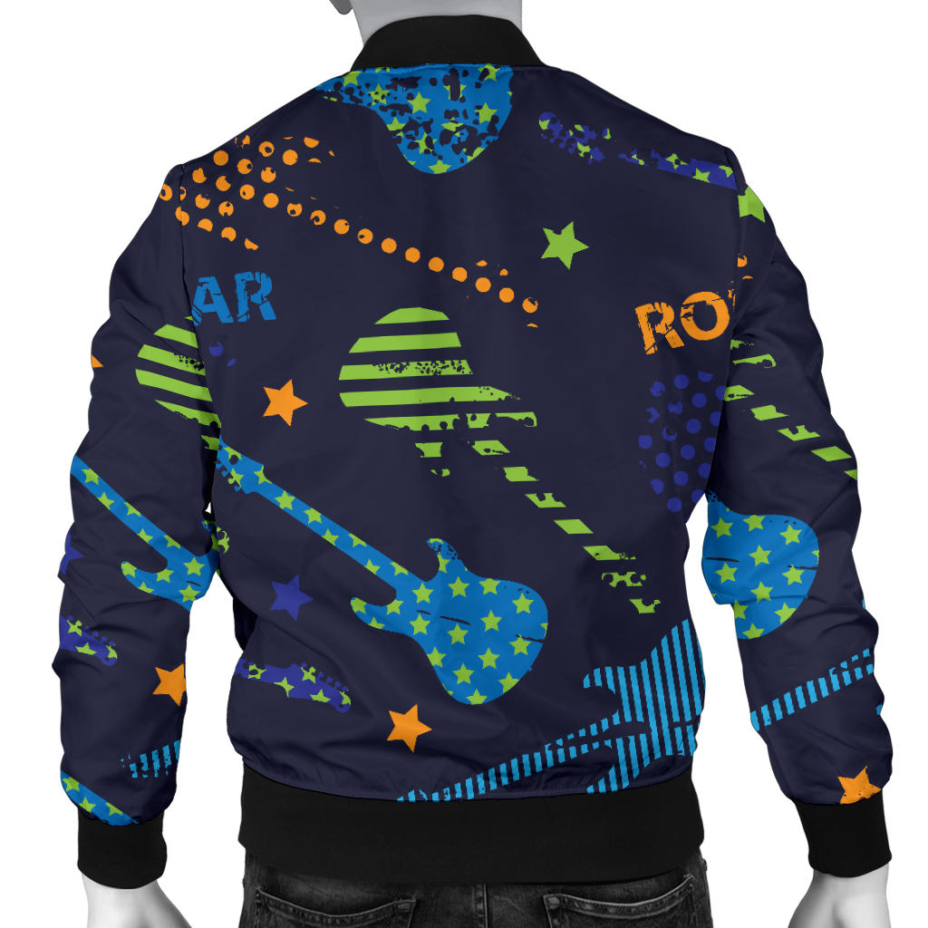 Rock and Roll Pattern Print Design A04 Men Bomber Jacket