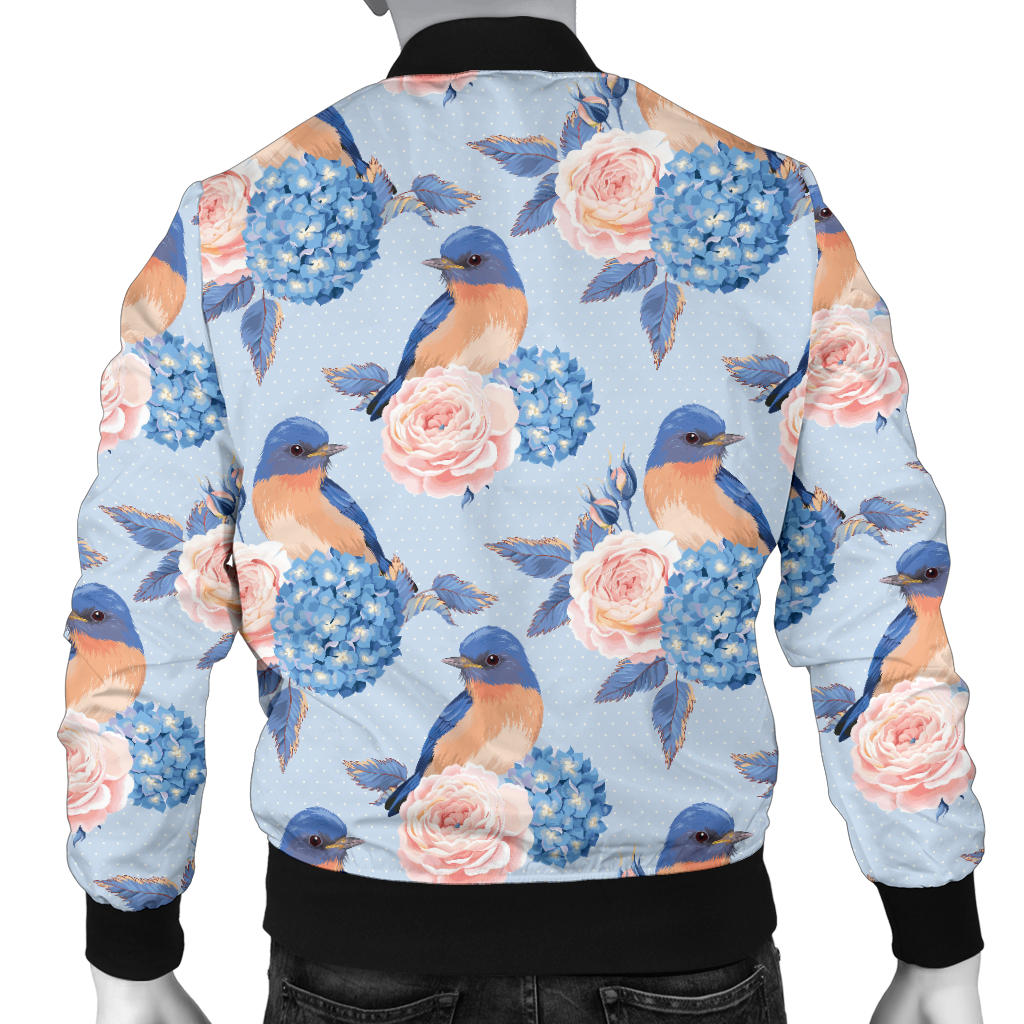 Bluebird Pattern Print Design 01 Men Bomber Jacket