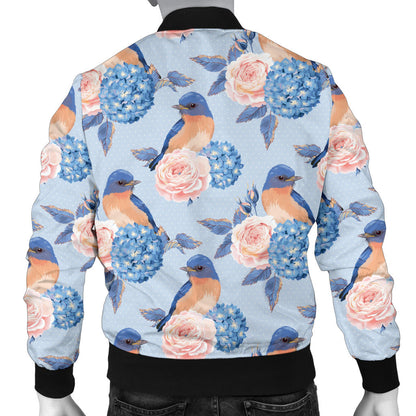 Bluebird Pattern Print Design 01 Men Bomber Jacket