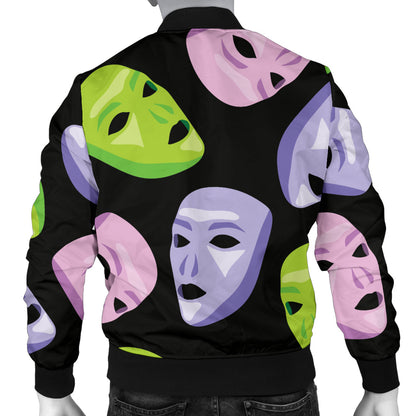 Acting Mask Pattern Print Design 04 Men Bomber Jacket