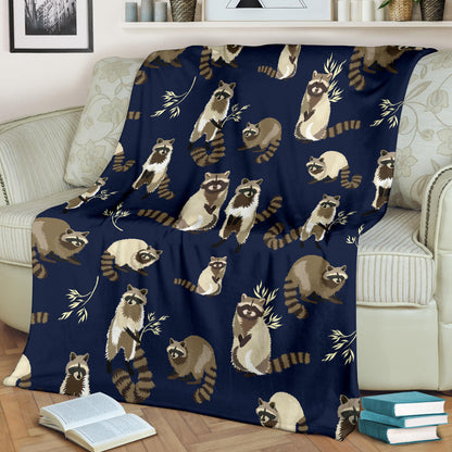 Raccoon Pattern Print Design A06 Premium Blanket