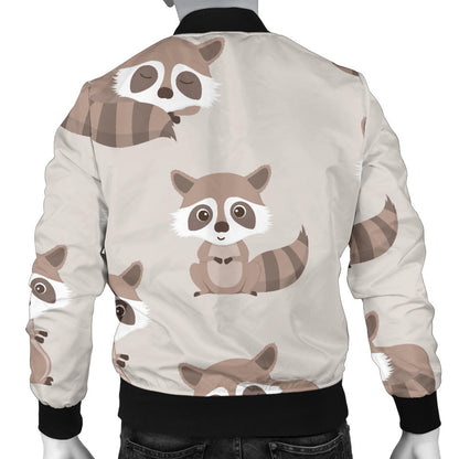 Raccoon Pattern Print Design A05 Men Bomber Jacket