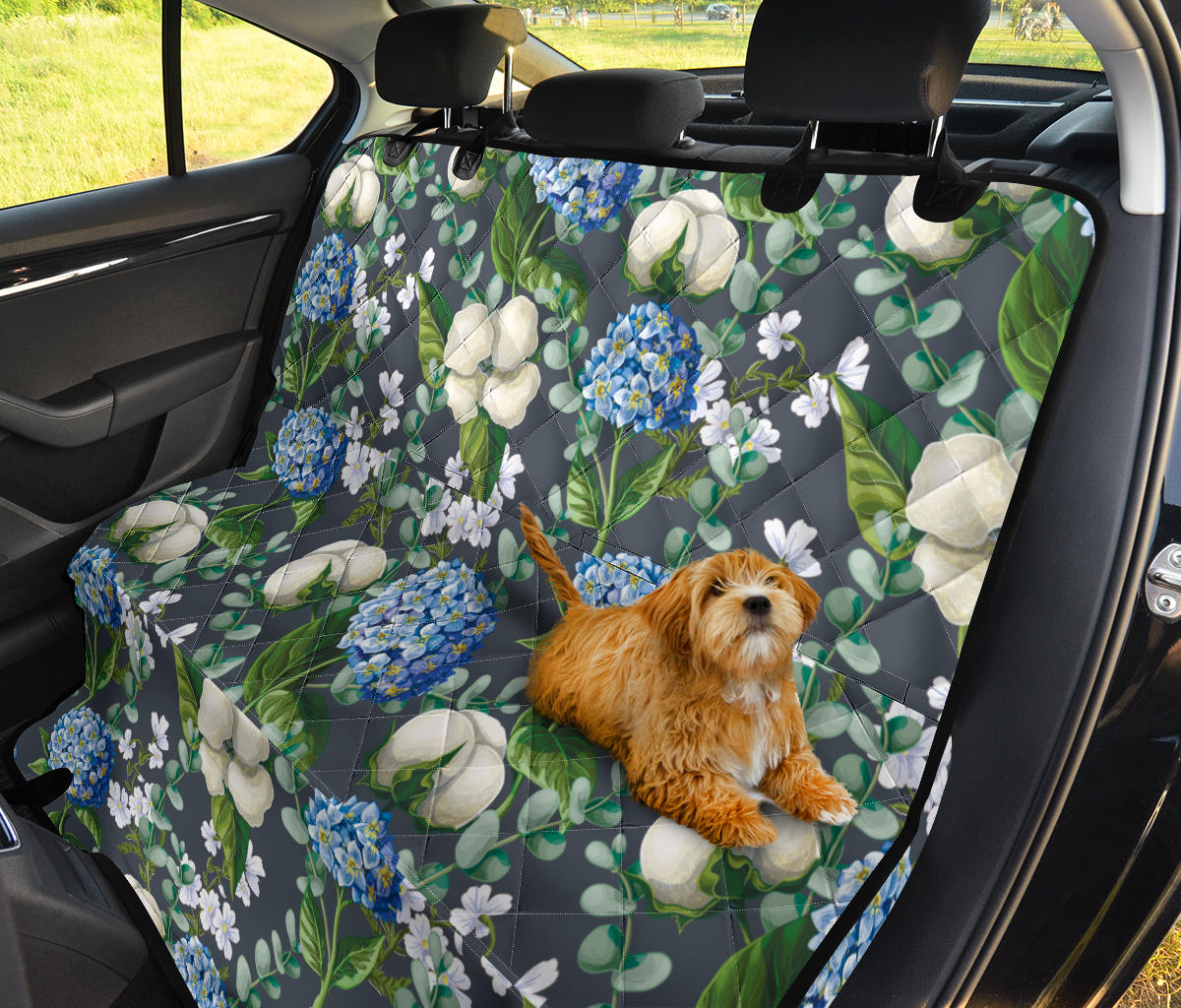 Hydrangea Pattern Print Design 02 Rear Dog Car Seat Cover Hammock