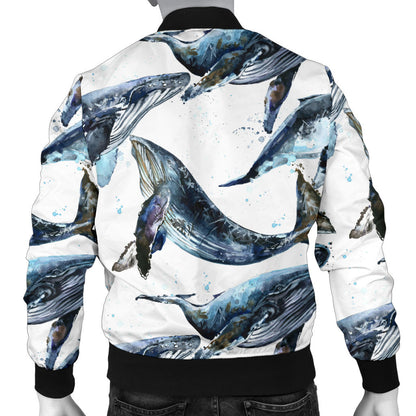 Blue Whale Pattern Print Design 03 Men Bomber Jacket