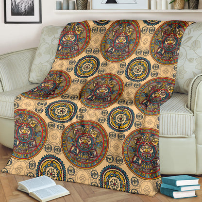 Calendar Aztec Pattern Print Design 02 Premium Blanket