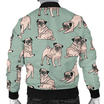 Pug Pattern Print Design A01 Men Bomber Jacket