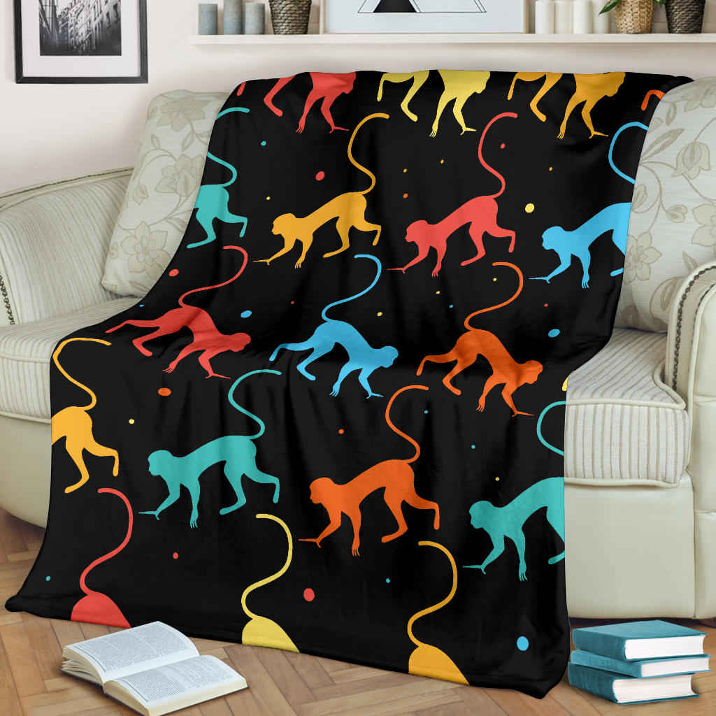 Monkey Pattern Print Design 01 Premium Blanket
