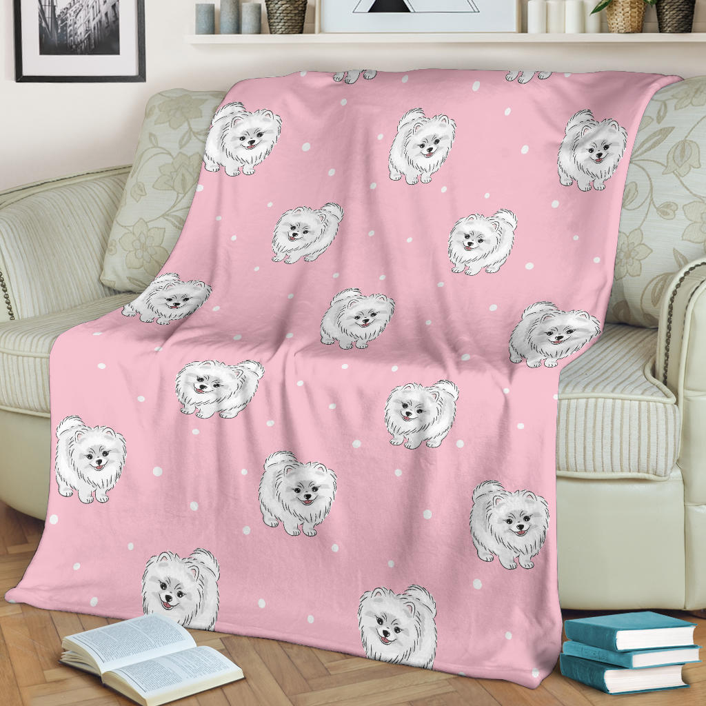 Pomeranians Pattern Print Design A02 Premium Blanket