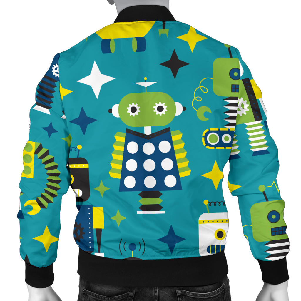 Robot Pattern Print Design A02 Men Bomber Jacket